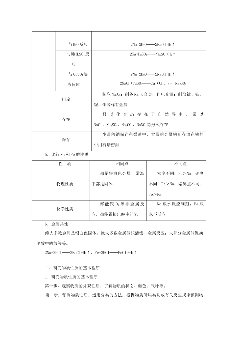 高中化学 第一章 认识化学科学 第2节 研究物质性质的方法和程序学案（2）鲁科版必修1-鲁科版高一必修1化学学案_第3页