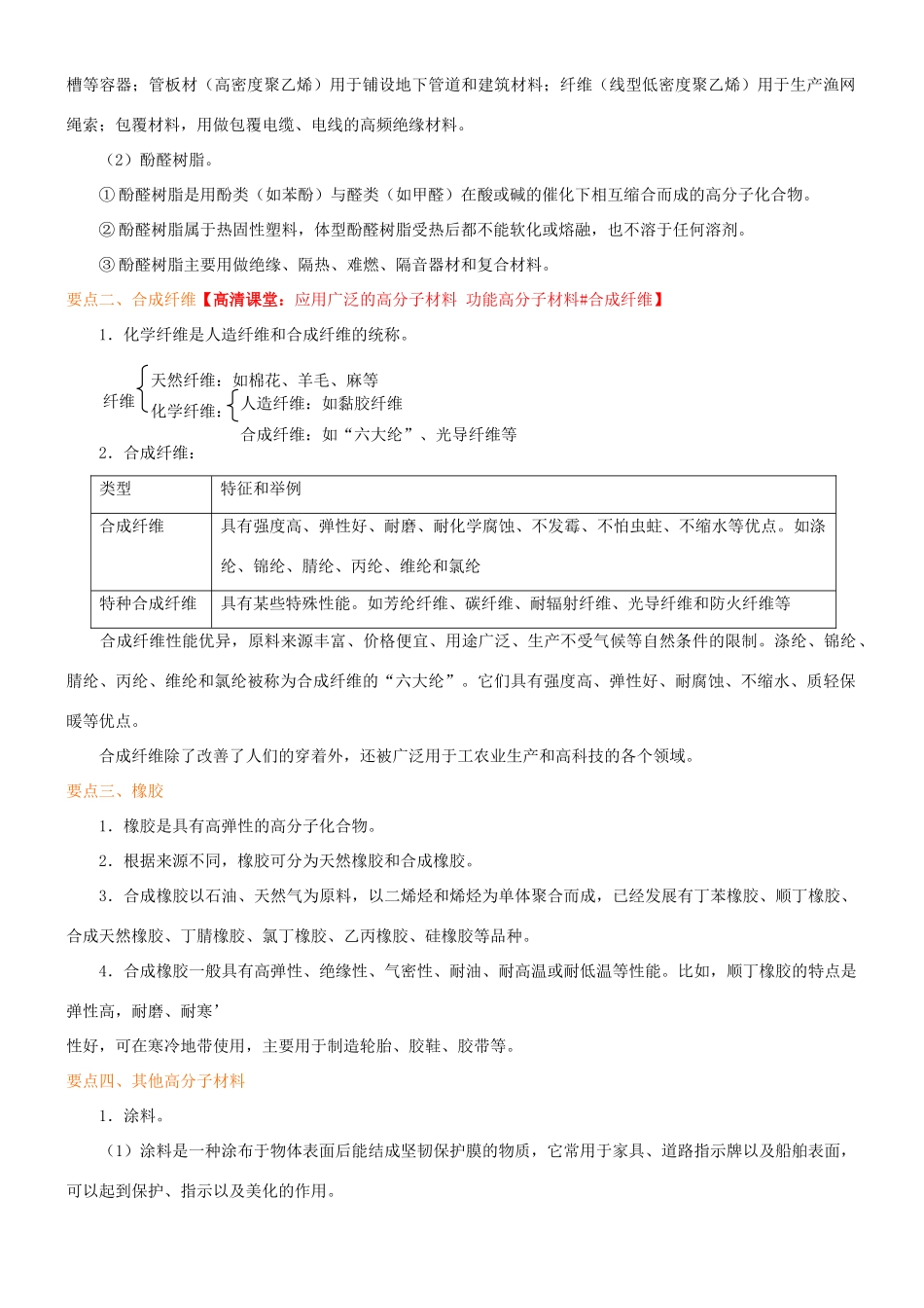 高中化学 应用广泛的高分子材料 功能高分子材料（提高）知识讲解学案 新人教版选修5-新人教版高二选修5化学学案_第2页