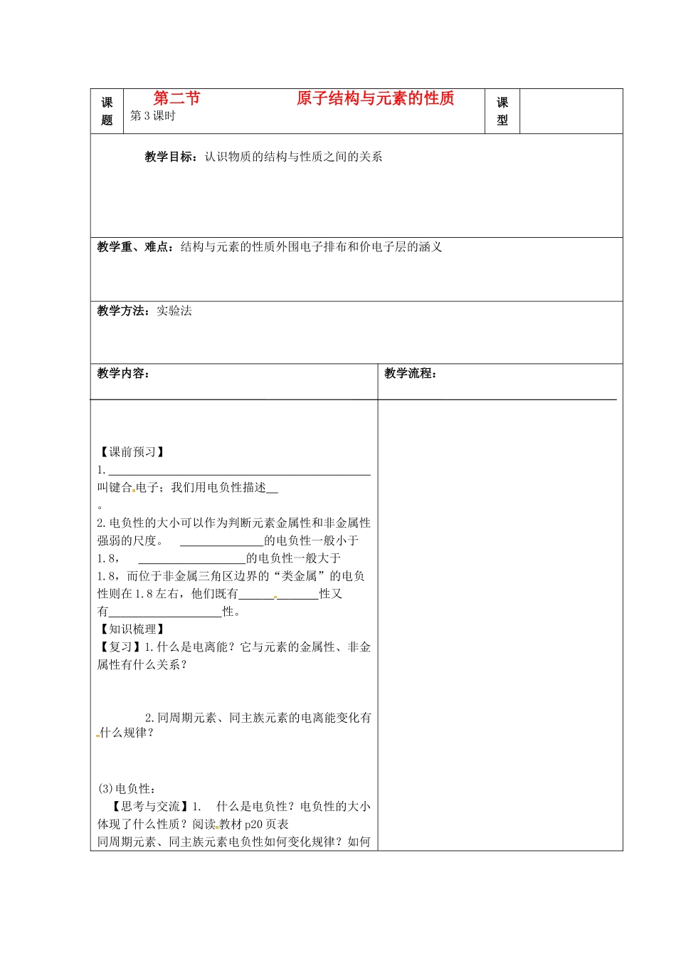 高中化学 1.2原子结构与元素的性质第三课时导学案 新人教版选修3-新人教版高二选修3化学学案_第1页