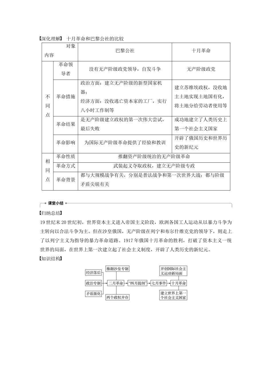 高中历史 第五单元 从科学社会主义理论到社会主义 第19课 俄国十月革命的胜利学案（含解析）新人教版必修1-新人教版高一必修1历史学案_第3页