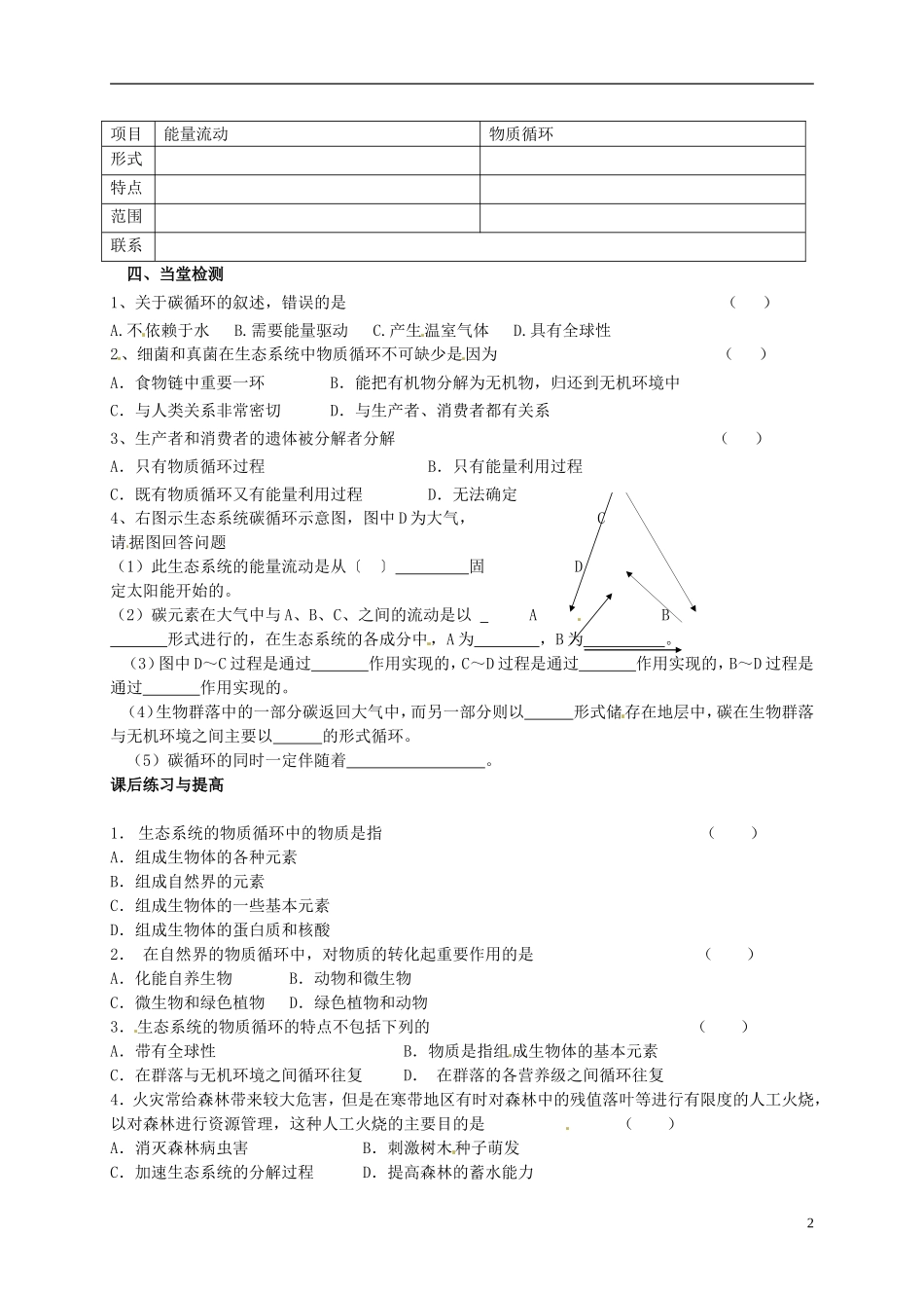 河南省新安县第一高级中学高中生物《5.3生态系统的物质循环》导学案 新人教版必修3_第2页