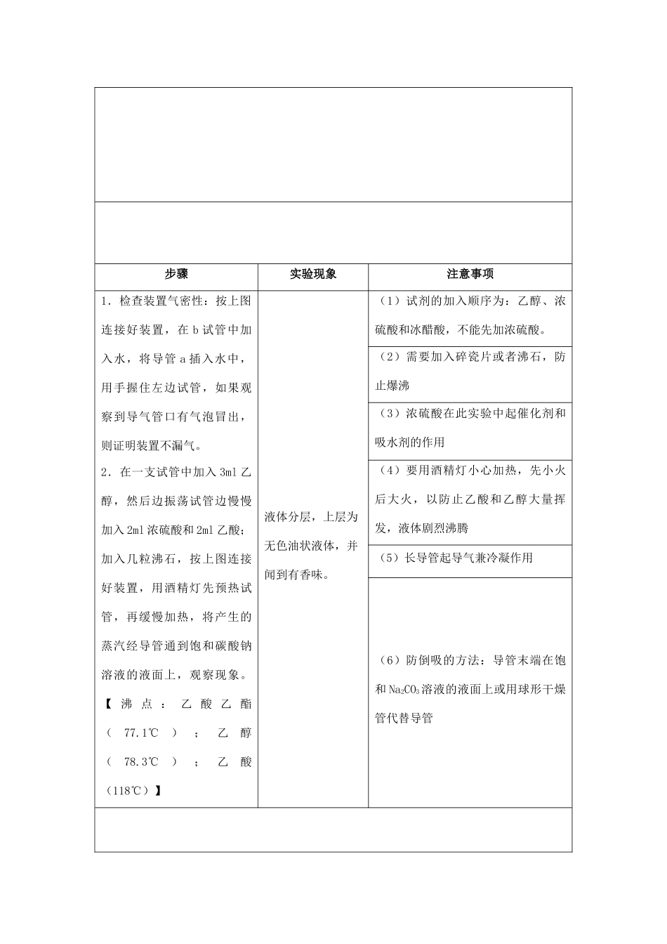 高一化学 实验15 乙酸与乙醇的酯化反应学案-人教版高一全册化学学案_第2页