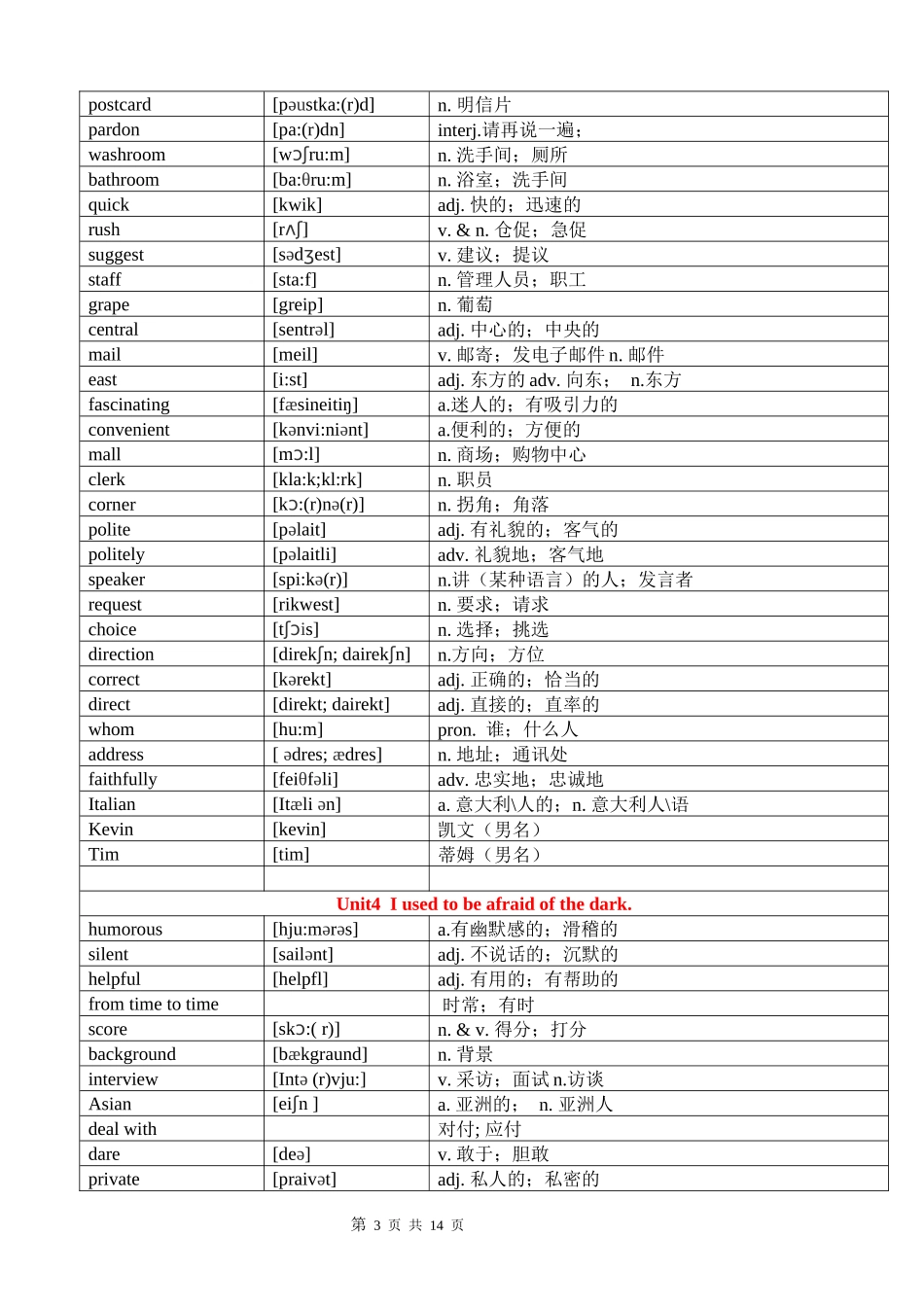 人教版九年级全册英语单词词汇表_第3页