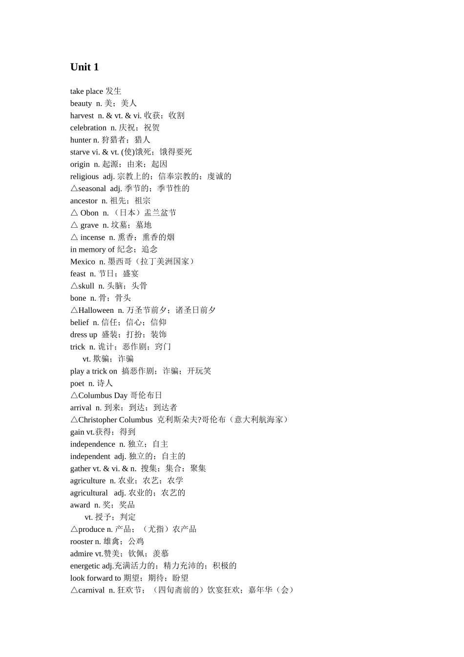 人教版英语必修三单词表_第1页