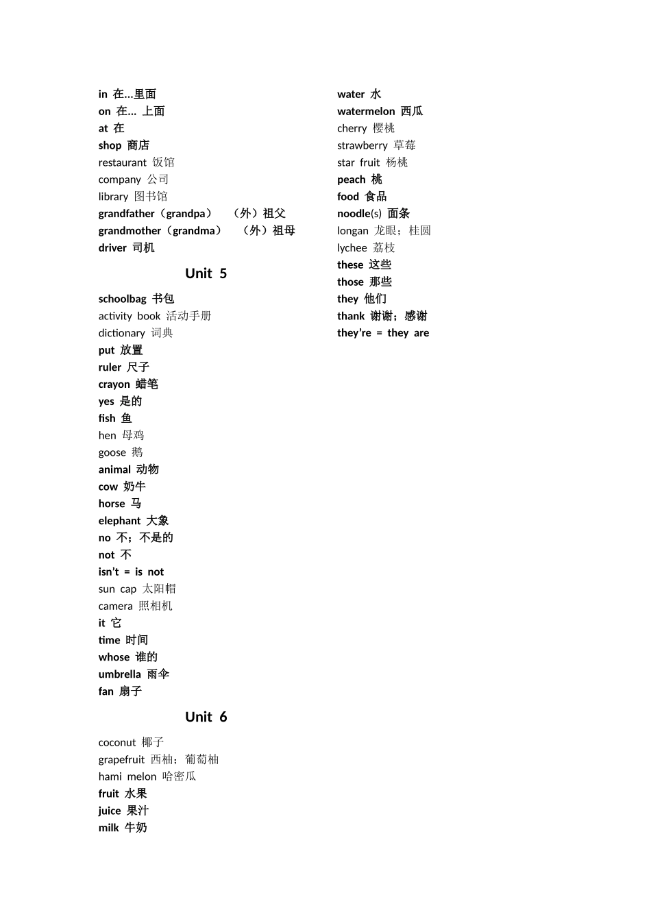 人教版五年级英语上册(精通)单词表_第2页