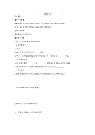 高中地理 2.3 城市化（第3课时）学案 新人教版必修2-新人教版高一必修2地理学案