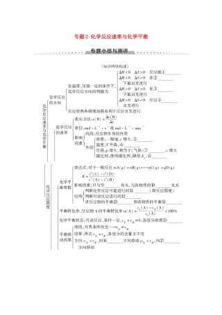 高中化学 专题2 化学反应速率与化学平衡专题小结与测评学案 苏教版选修4-苏教版高二选修4化学学案