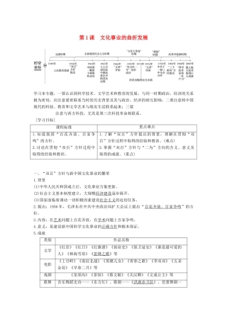 高中历史 专题五 现代中国的文化与科技 第1课 文化事业的曲折发展学案 人民版必修3-人民版高一必修3历史学案