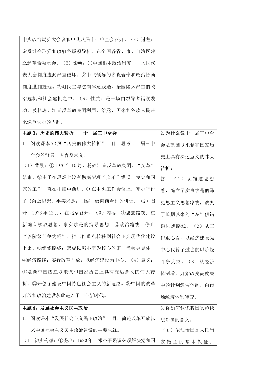 高中历史 专题四 第二课 政治建设的曲折历程及其历史性转折学案 人民版必修1-人民版高一必修1历史学案_第2页