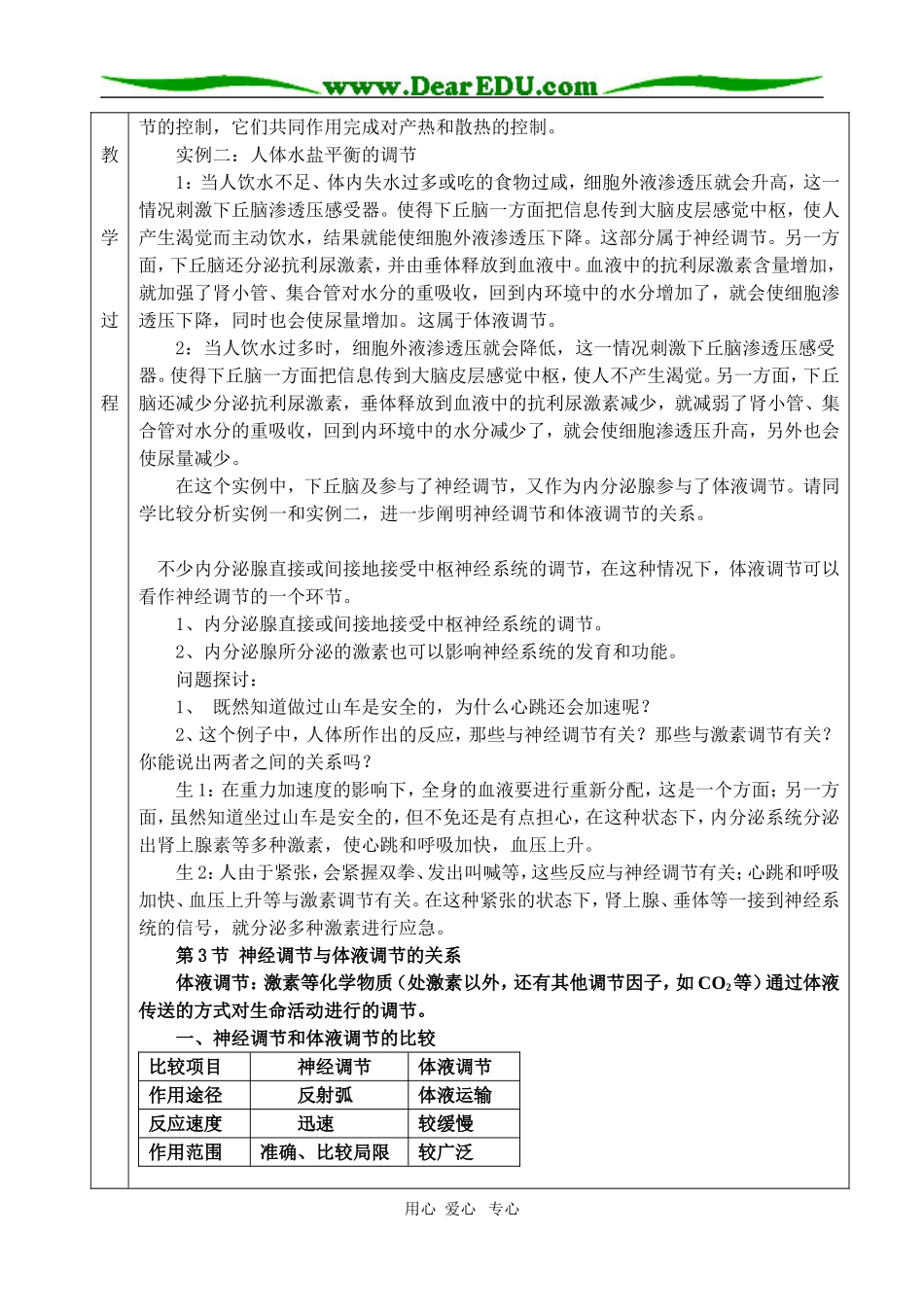后塍高中高二生物教学案一体化3(神经调节与体液调节的关系)  人教版_第3页