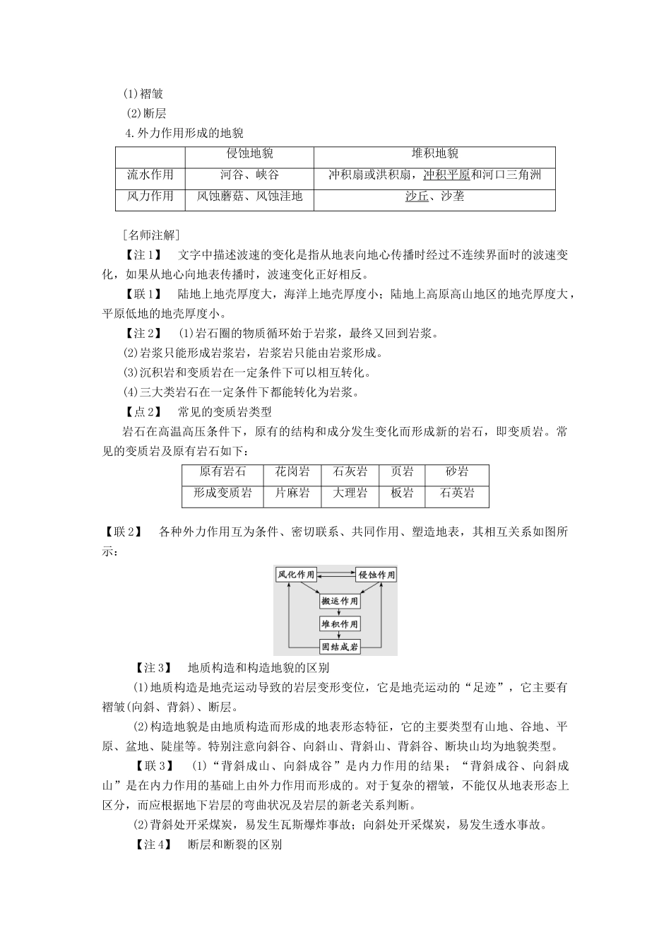 高考地理一轮复习 模块一 第二单元 从地球圈层看地理环境 第一讲 岩石圈与地表形态学案（含解析）鲁教版-鲁教版高三全册地理学案_第3页