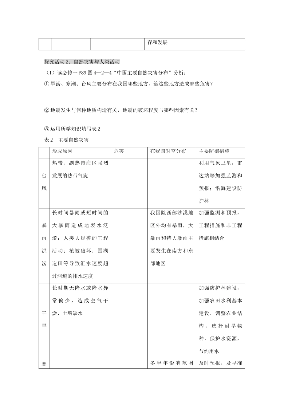 江苏省扬州市高考地理二轮专题复习 自然环境对人类活动的影响 第2课时 自然资源及自然灾害与人类活动学案-人教版高三全册地理学案_第3页