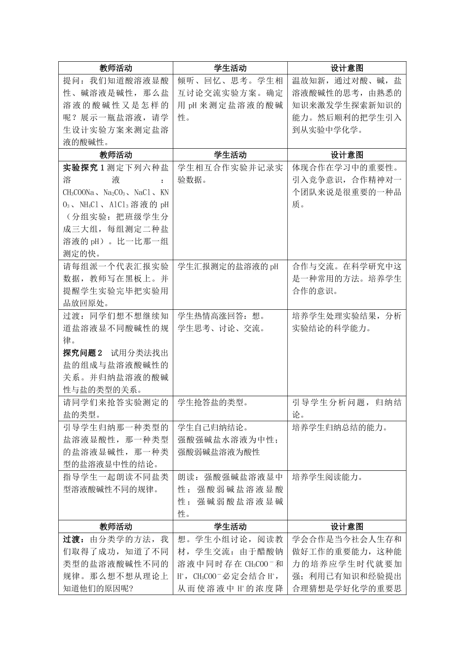 高中化学 第三章 水溶液中的电离平衡 第三节盐类的水解（第一课时）学案 新人教版选修4_第2页
