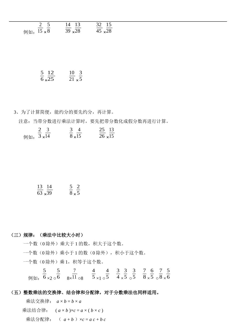 人教版小学六年级数学上册第一单元分数乘法分数乘法知识点和题型(全面)_第2页