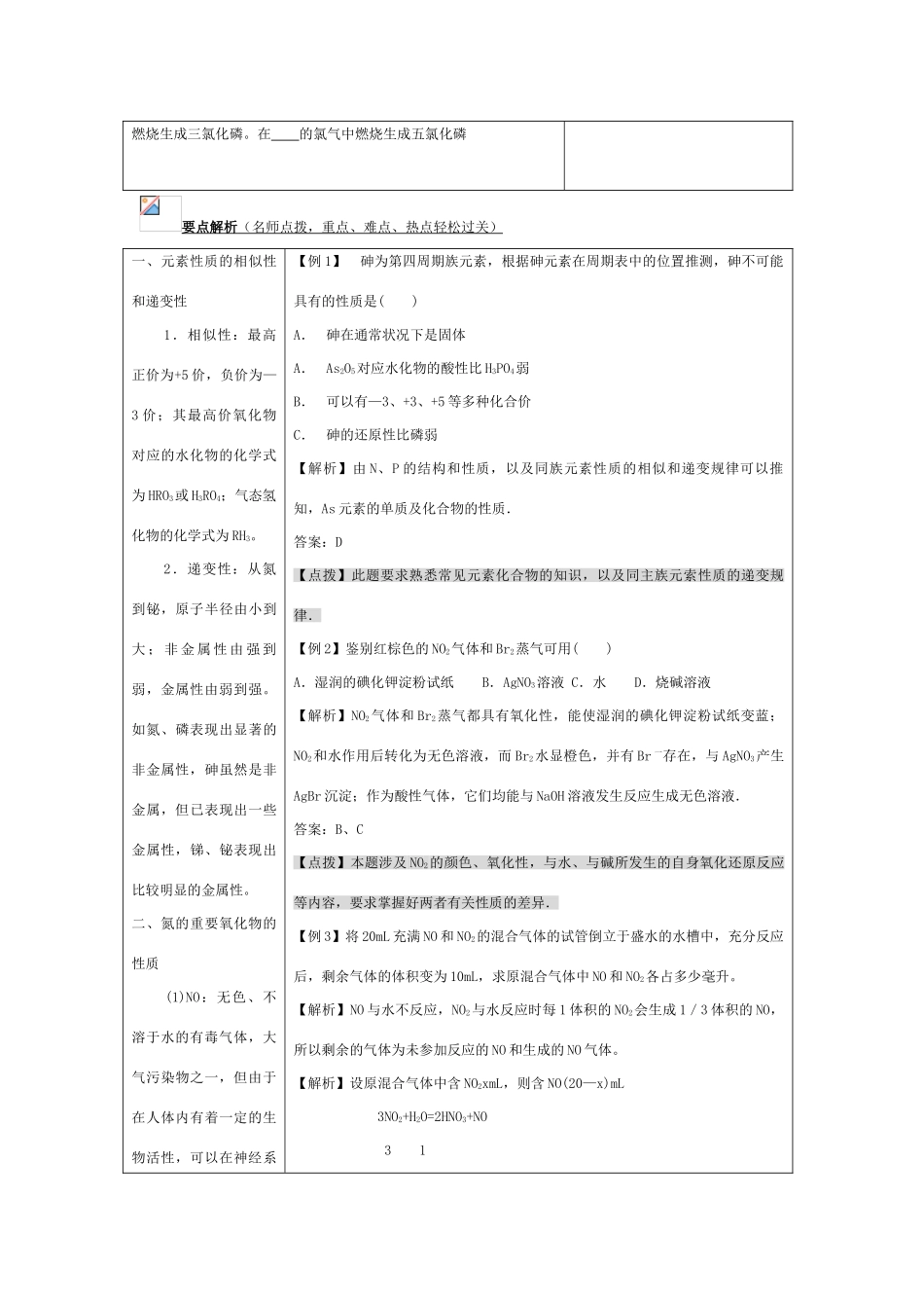 中学教材同步标准学案 高二化学第一章氮族元素_第3页
