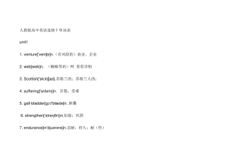人教版高中英语选修十单词表
