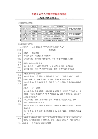 高中历史 专题6 西方人文精神的起源与发展专题小结与测评学案 人民版必修3-人民版高二必修3历史学案