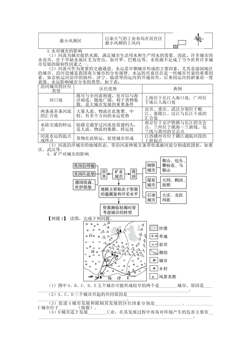 高中地理 第四章 自然环境对人类活动的影响 第一节 自然条件对城市及交通线路的影响（1）学案 中图版必修1-中图版高一必修1地理学案_第3页