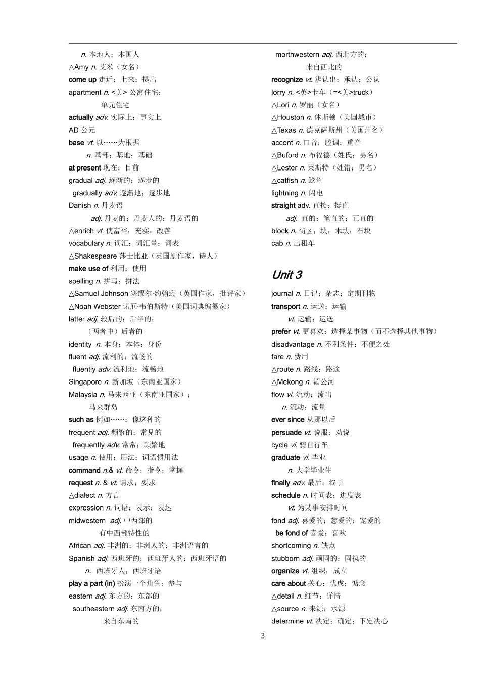 人教版高中英语单词表(必修1-选修8)打印专用_第3页