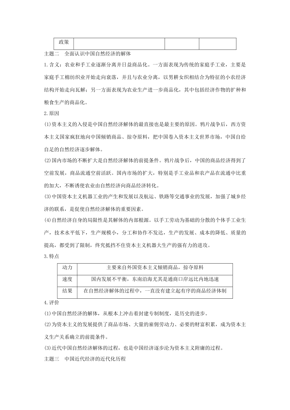 高中历史 专题二 近代中国资本主义的曲折发展专题总结提升学案 人民版必修2-人民版高一必修2历史学案_第2页
