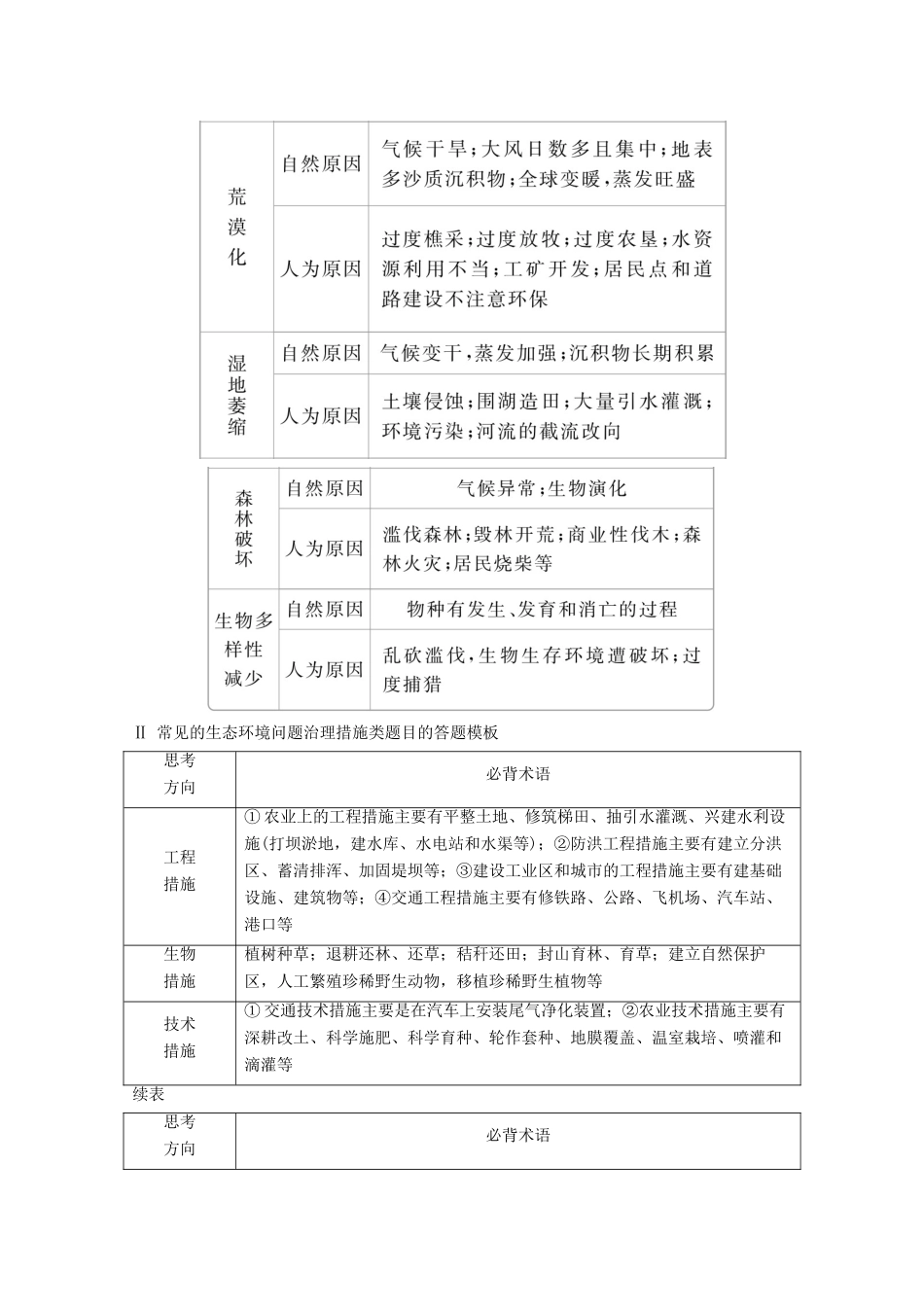 高考地理一轮复习 第三部分 区域可持续发展——重在综合 第二章 区域生态环境建设 规范答题13 生态环境类综合题学案 新人教版-新人教版高三全册地理学案_第3页