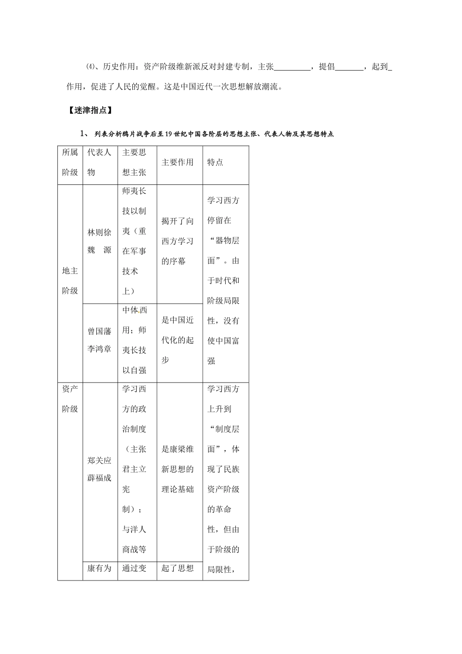 重庆市万州分水中学高中历史 5.1 从“师夷长技”到维新变法导学案 新人教版必修3_第3页