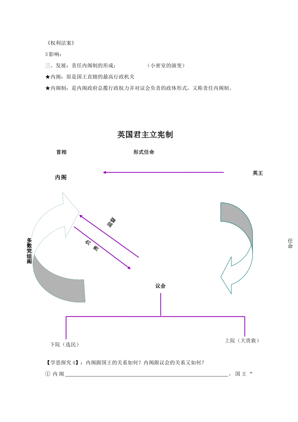 高中历史第7课   英国君主立宪制的建立学案学案人教版必修1_第3页