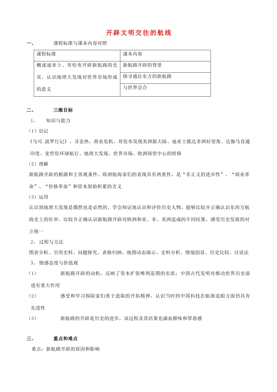高中历史 5.1《开辟文明交往的航线》学案 人民版必修2_第1页