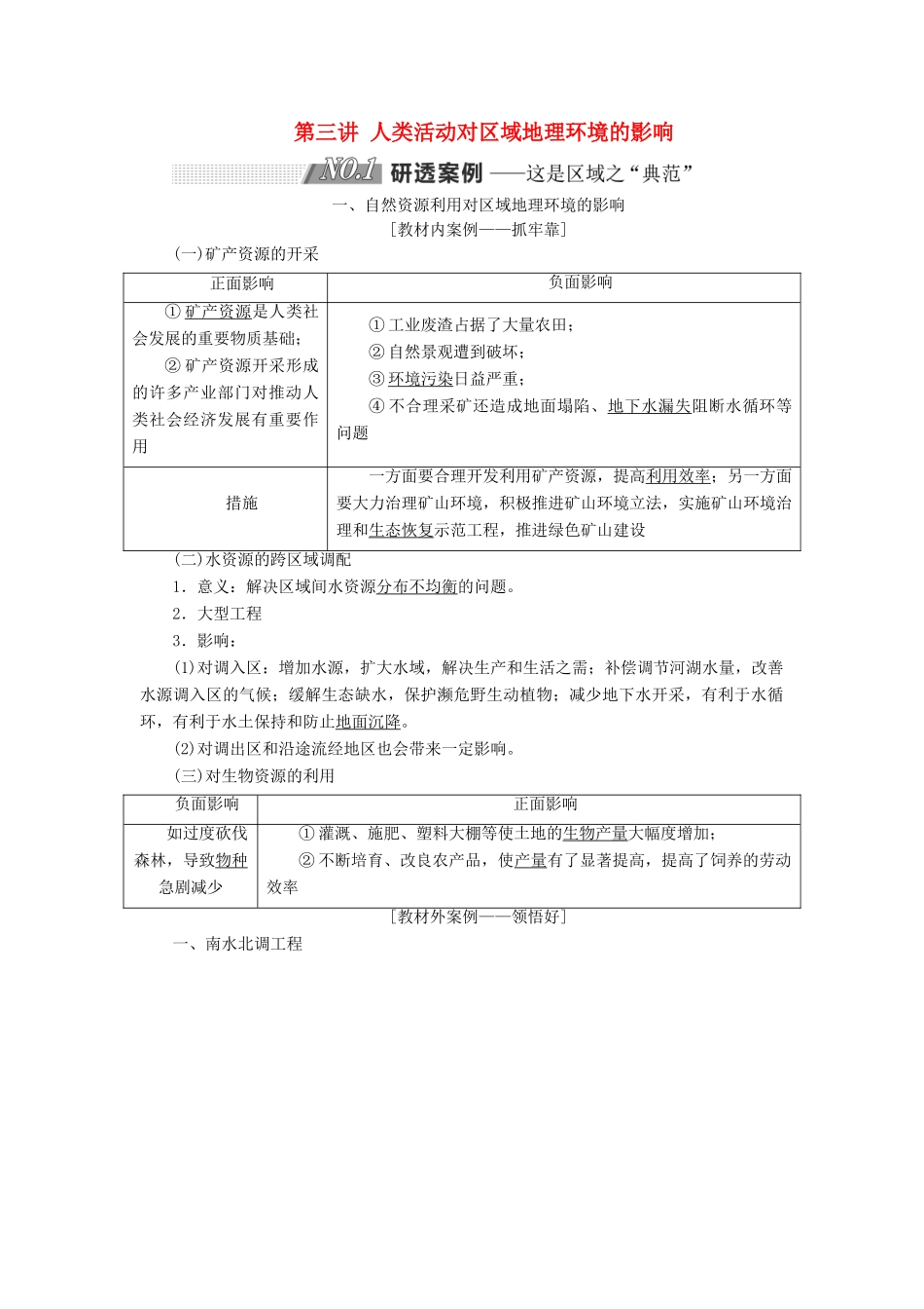 高考地理一轮复习 第三部分 第一章 区域地理环境和人类活动 第三讲 人类活动对区域地理环境的影响精选学案-人教版高三全册地理学案_第1页