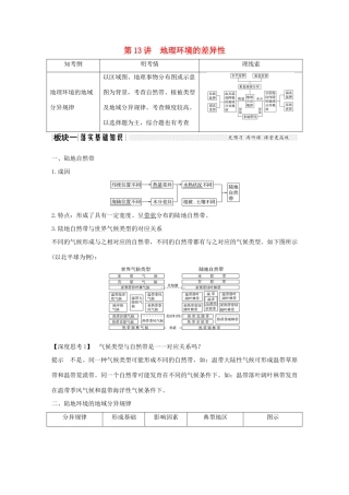 高考地理一轮复习 第四单元 从圈层作用看地理环境的内在规律 第13讲 地理环境的差异性学案 鲁教版-鲁教版高三全册地理学案