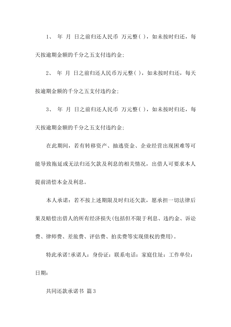 共同还款承诺书模板5篇_第3页
