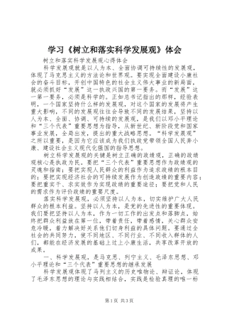 学习《树立和落实科学发展观》体会