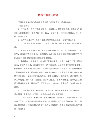 优秀干部员工评语