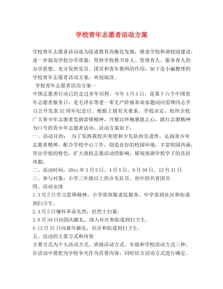 学校青年志愿者活动方案 