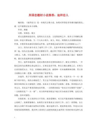异国恋题材小说推荐：迪拜恋人 