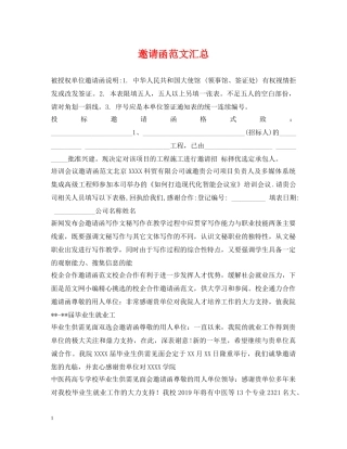 邀请函范文汇总 