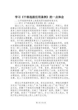 学习《干部选拔任用条例》的一点体会