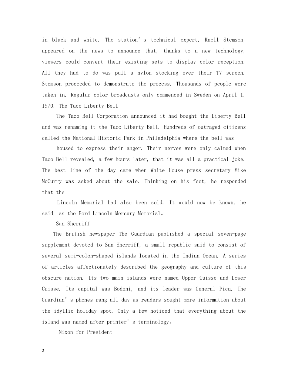 愚人节的英语幽默笑话 _第2页