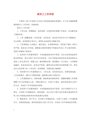新员工工作评语 