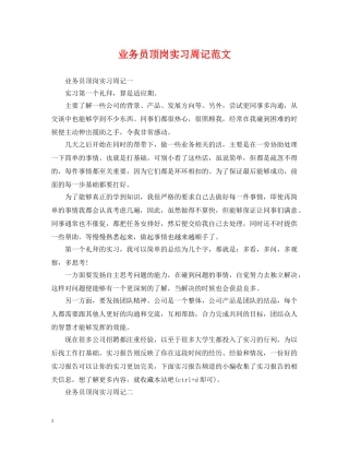 业务员顶岗实习周记范文
