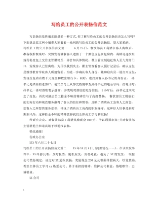 写给员工的公开表扬信范文