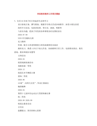 学前教育教师工作简历模板 