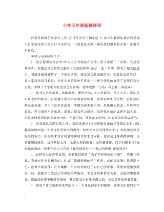 小学五年级新颖评语 