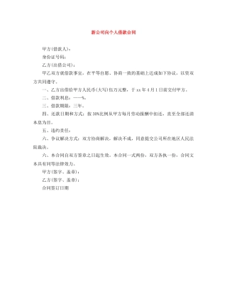 新公司向个人借款合同 
