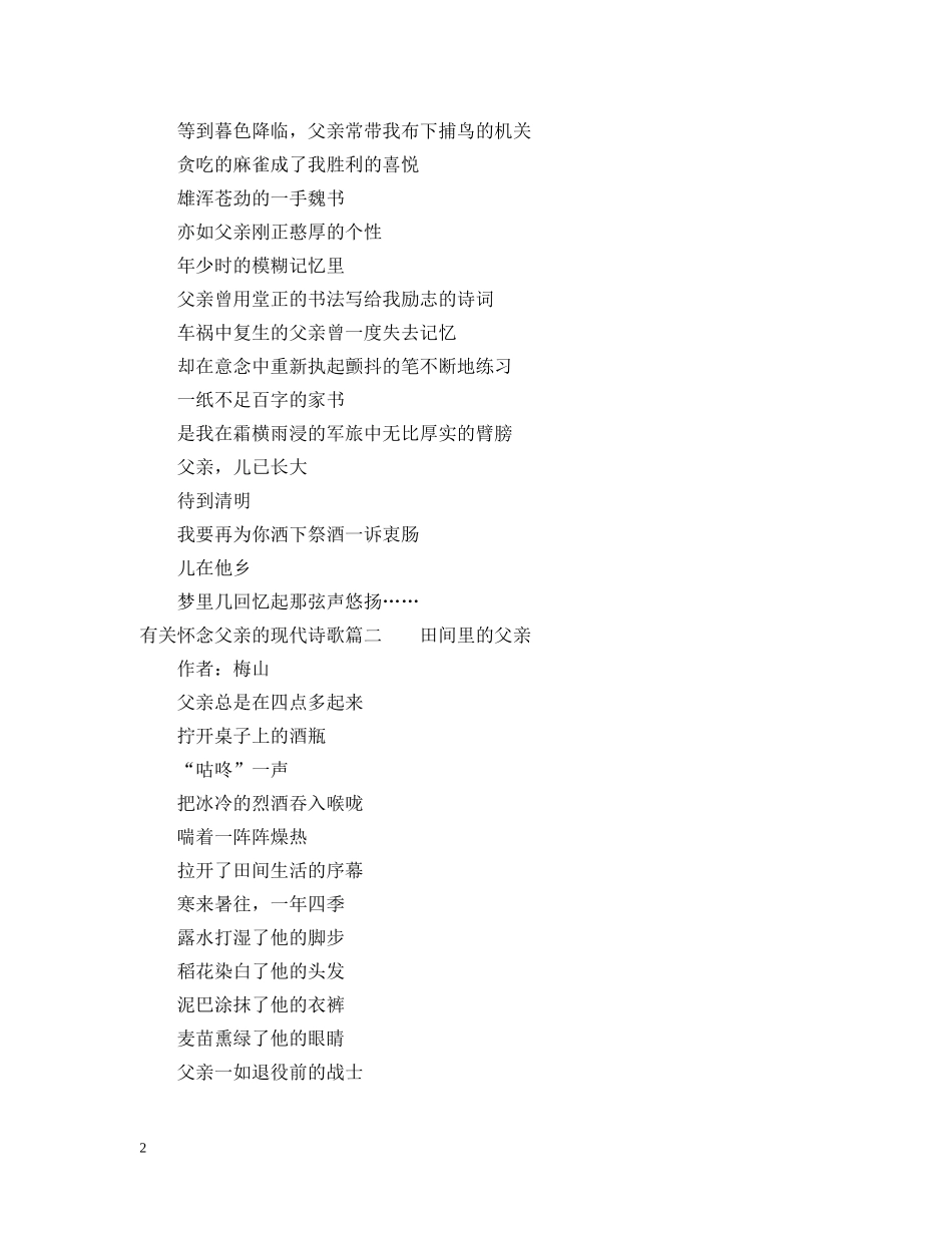 有关怀念父亲的现代诗歌 _第2页