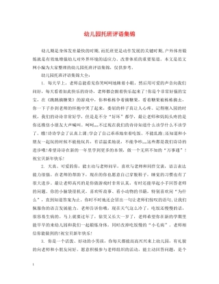 幼儿园托班评语集锦 