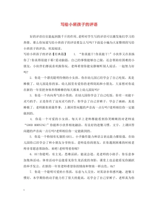 写给小班孩子的评语