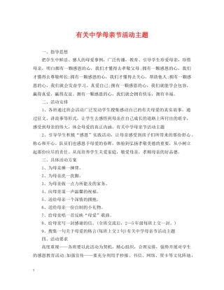 有关母亲节活动主题 