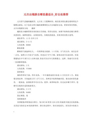 元旦出境游去哪里最适合_好去处推荐