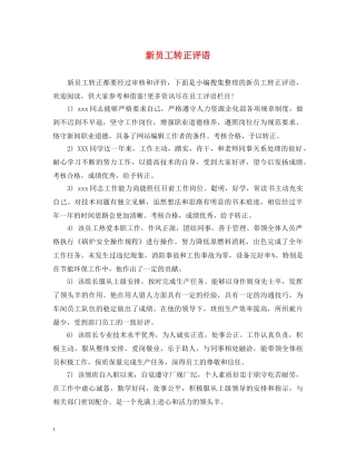 新员工转正评语 